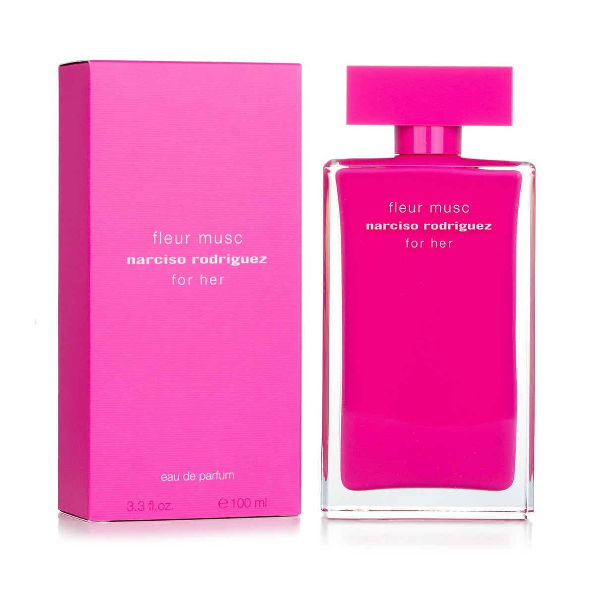 Floral woody Eau de Parfum with pink pepper, rose, and musk; an essential scent for modern femininity, 100ml bottle.