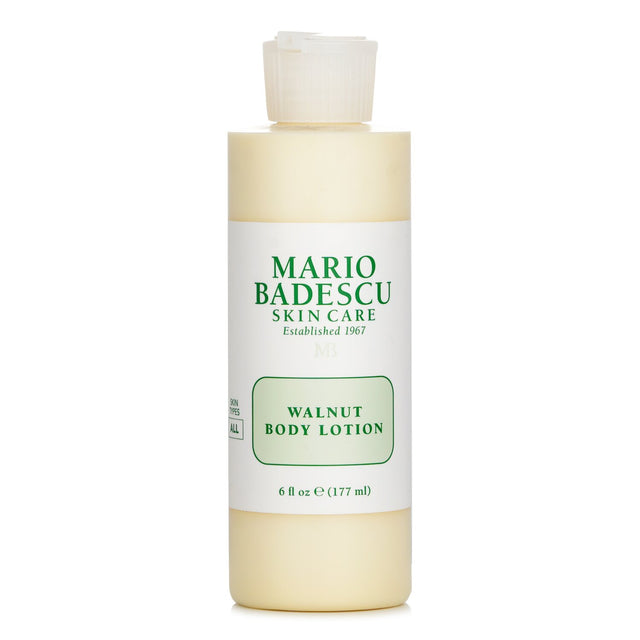 Hydrating Mario Badescu Walnut Body Lotion (177ml) for all skin types, infused with Walnut Oil for soft, smooth skin.