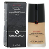 Giorgio Armani Power Fabric Foundation SPF 25 in Shade #2 offers full coverage, matte finish, and long-lasting wear for flawless skin.