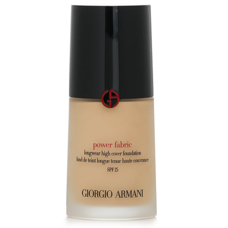 Giorgio Armani Power Fabric Foundation SPF 25 in Shade #2 (Fair, Golden) offers full coverage, matte finish, and long-lasting wear.