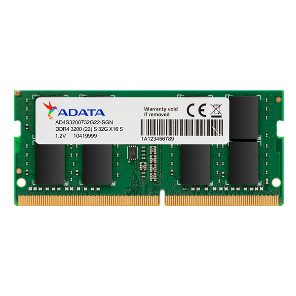 ADATA 32GB DDR4-3200 SODIMM memory module for laptops, optimizing performance and speed with a lifetime warranty.