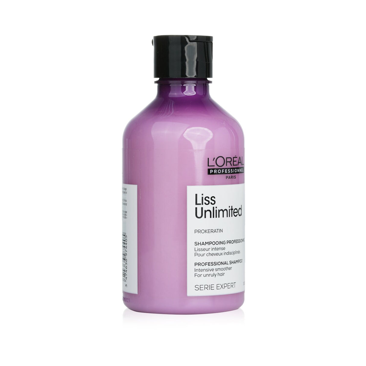 L'Oreal Professionnel Liss Unlimited shampoo, designed to smooth frizz and hydrate rebellious hair for a sleek, polished look.