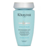 Creamy soothing shampoo for sensitive scalps, enriched with Calophyllum Oil and Glycerol for nourished, manageable hair.