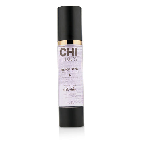 CHI Luxury Black Seed Oil Hot Oil Treatment in a 50ml bottle, designed for deep conditioning and rejuvenating damaged hair.