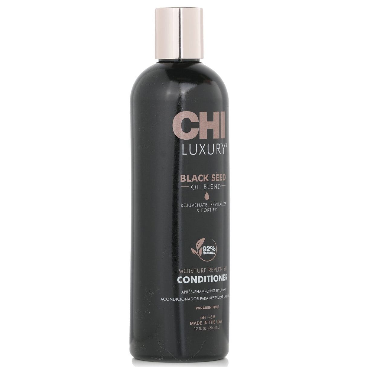 Luxury Black Seed Oil conditioner in a 355ml bottle, revitalizes and nourishes hair, leaving it soft, smooth, and shiny.