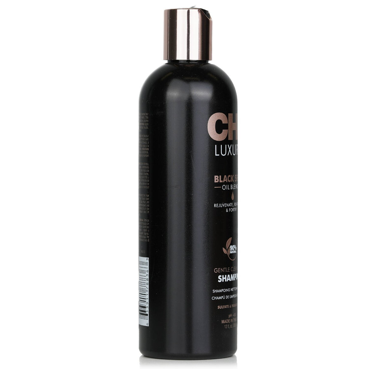 CHI Luxury Black Seed Oil Gentle Cleansing Shampoo in a 355ml bottle, revitalizing and nourishing hair for shine and volume.