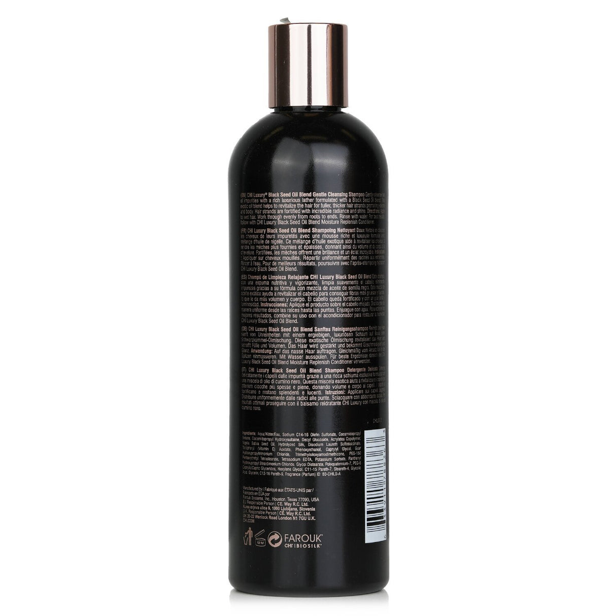 CHI Luxury Black Seed Oil Gentle Cleansing Shampoo in a 355ml bottle, nourishes and revitalizes hair with a rich lather.