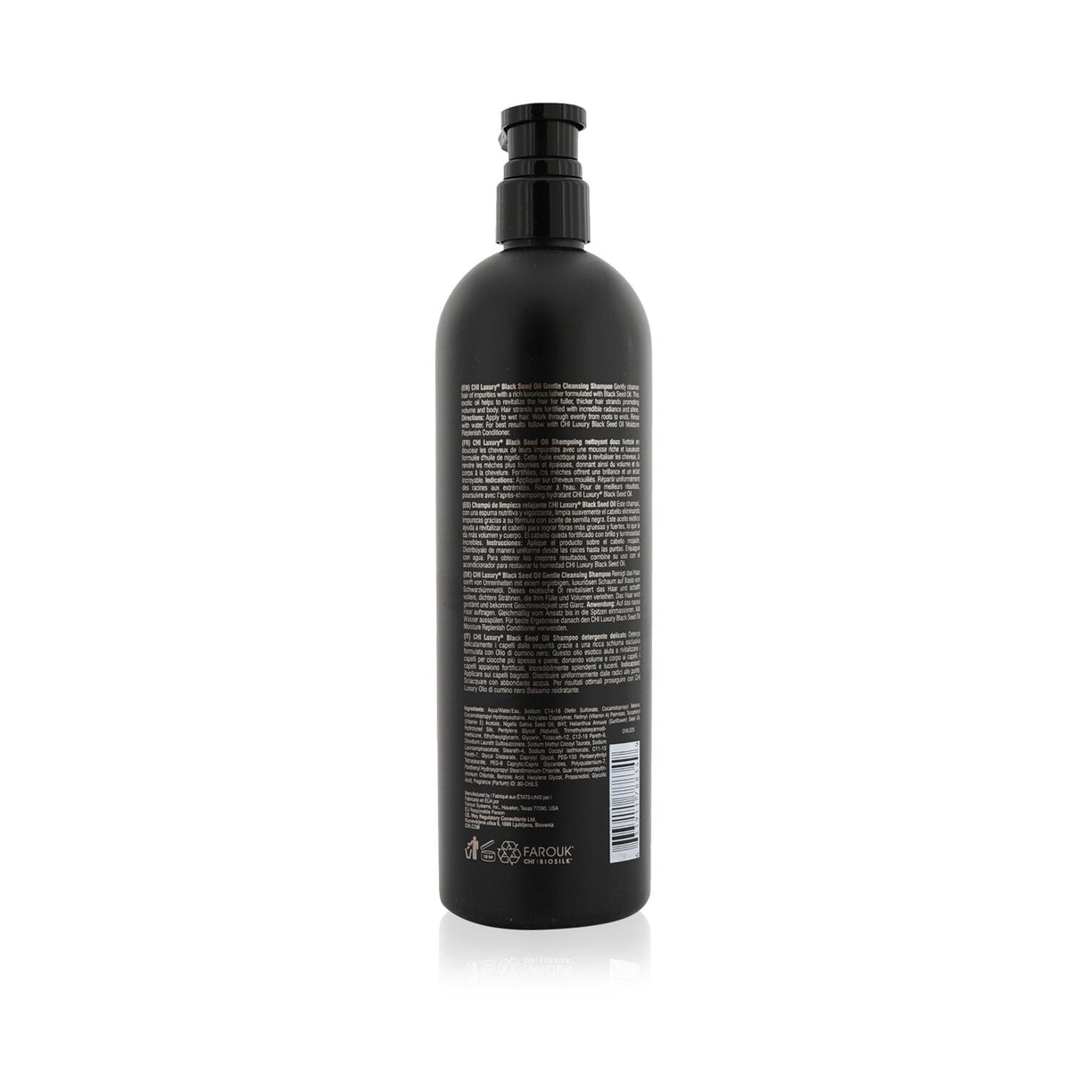 CHI Luxury Black Seed Oil Gentle Cleansing Shampoo bottle showcasing nourishing ingredients for revitalized, shiny hair.