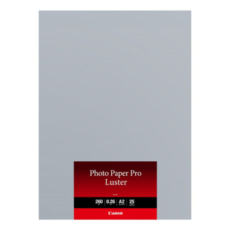 Premium Canon LU-101 A2 luster photo paper (25 sheets) with 260gsm, delivering vivid colors and sharp detail for professional prints.