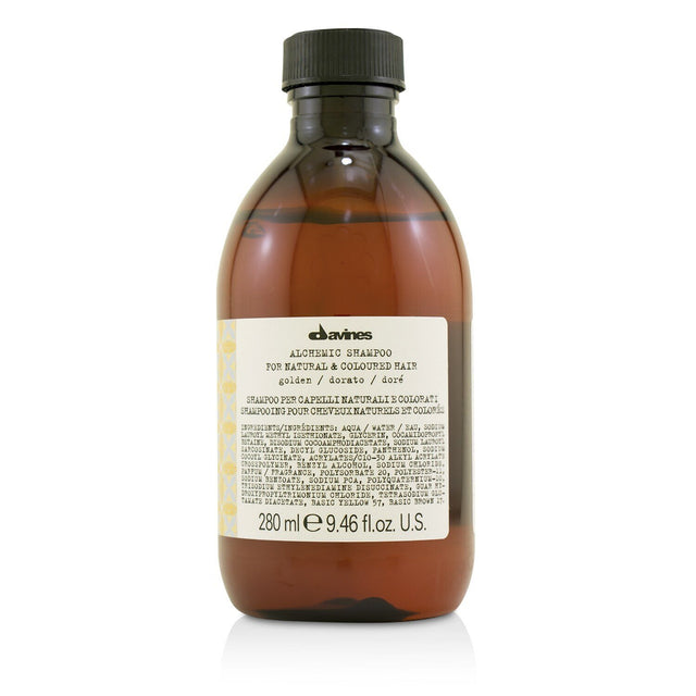 Davines Alchemic Shampoo in #Golden, ideal for enhancing and preserving golden blonde hair with natural ingredients.