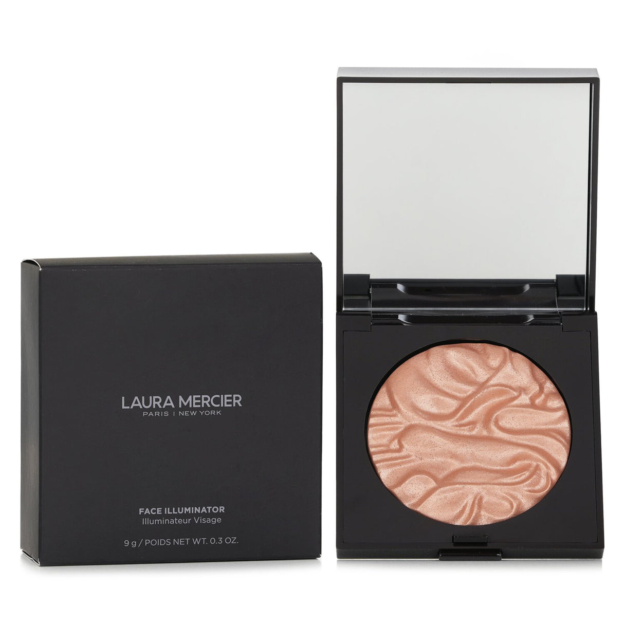 Laura Mercier's Face Illuminator in #Indiscretion, a 9g powder for radiant, customizable highlights on face, eyes, and décolletage.