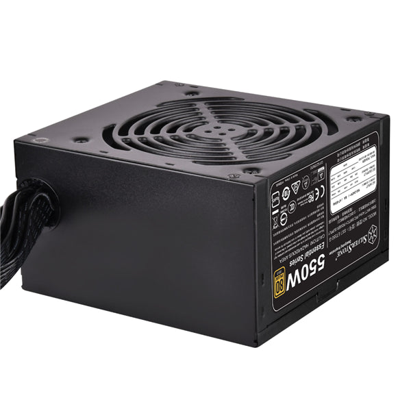 Silverstone ET550-G V1.2 550W PSU featuring 80 PLUS Gold efficiency, silent fan, and all-black flat cables for exceptional performance.