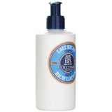 Luxurious L'Occitane Shea Butter Rich Body Lotion for dry skin, infused with 15% shea butter and a subtle jasmine scent.