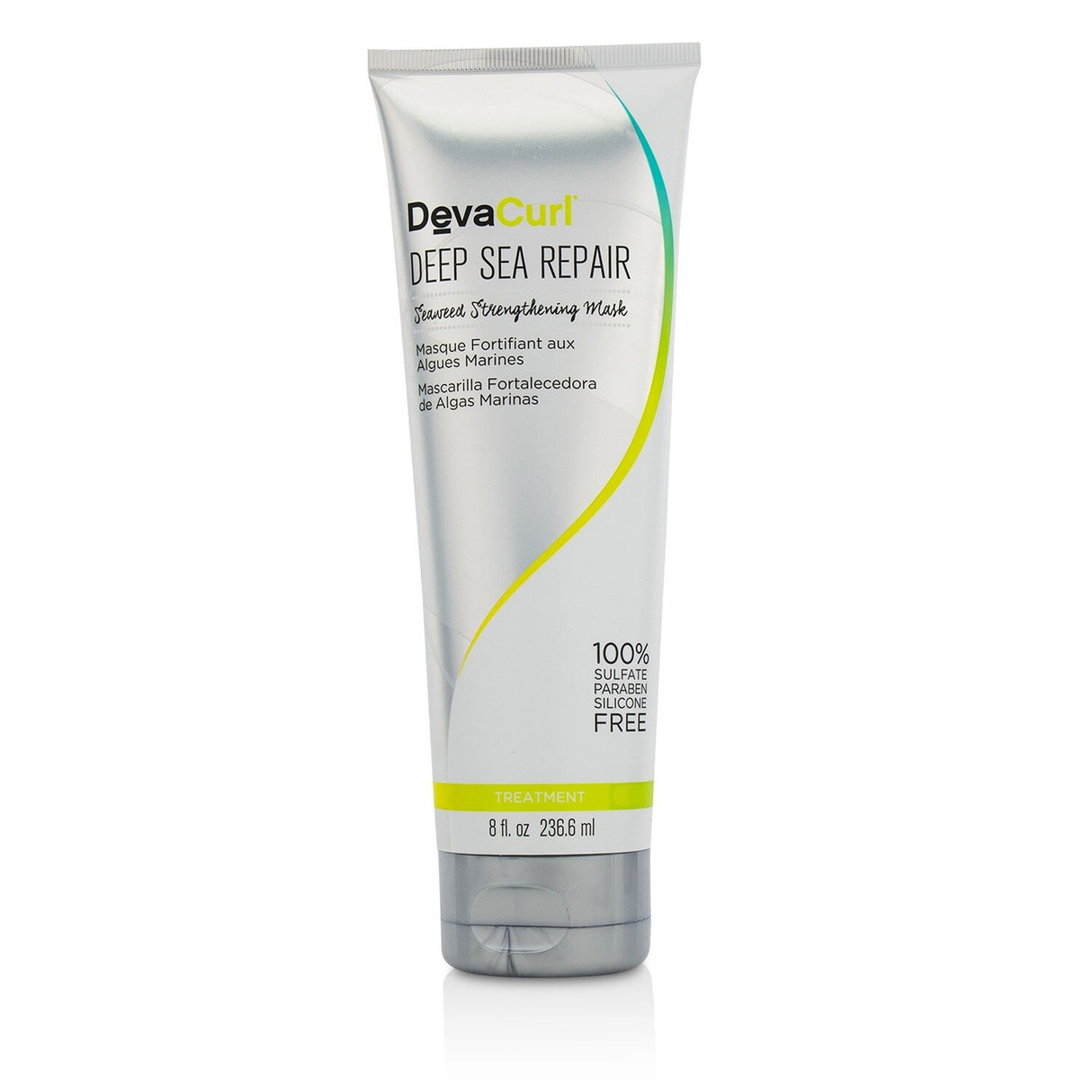 DevaCurl Deep Sea Repair mask in a jar, formulated with seaweed for damaged curls, enhancing strength and elasticity.