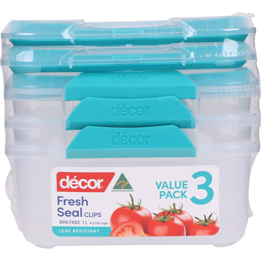 Decor Fresh Seal Container Set Oblong 1l 3pack