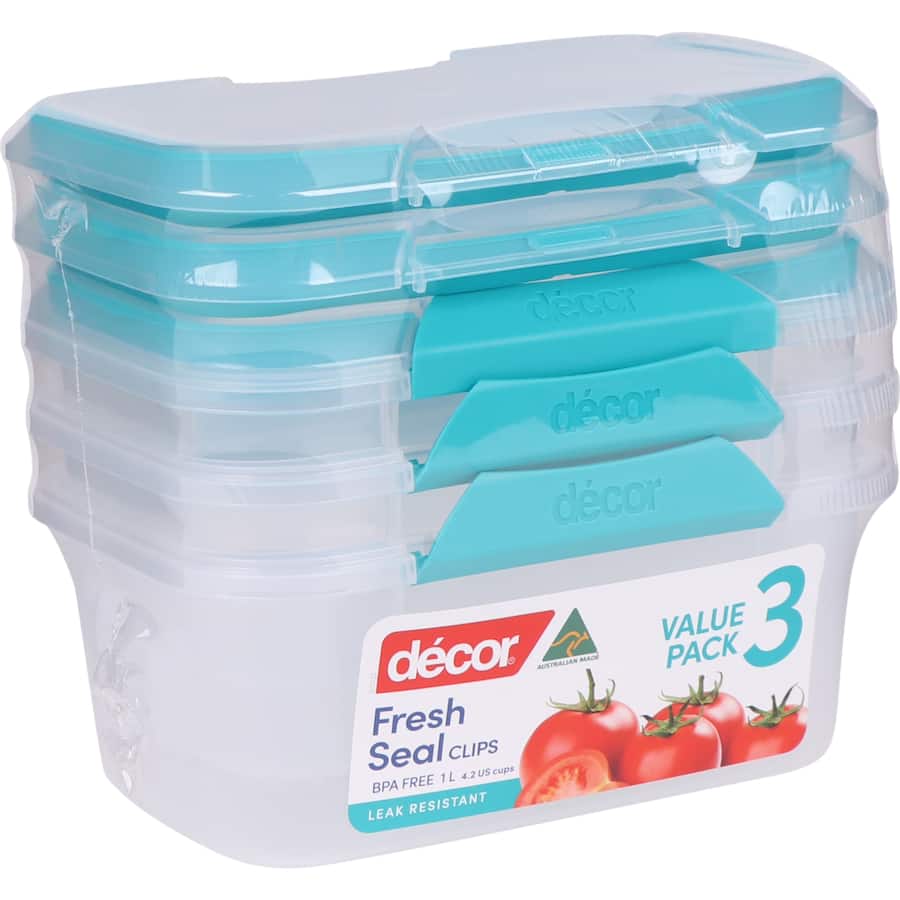 Decor Fresh Seal Container Set Oblong 1l 3pack