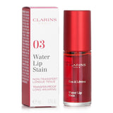 Clarins Water Lip Stain #03 Water Red in 7ml tube, showcasing vibrant color, hydration, and long-lasting wear for perfect lips.