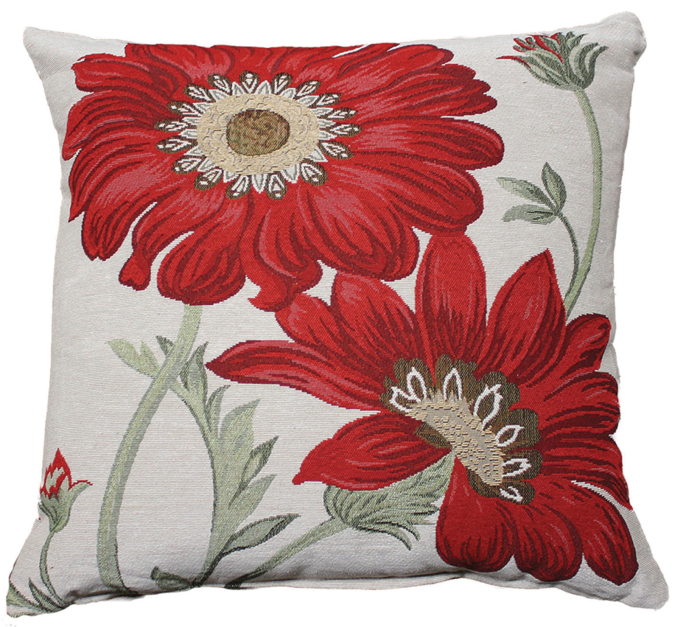 Red Florid cushion (45x45cm) featuring a vibrant design, perfect for enhancing comfort and style in any space.