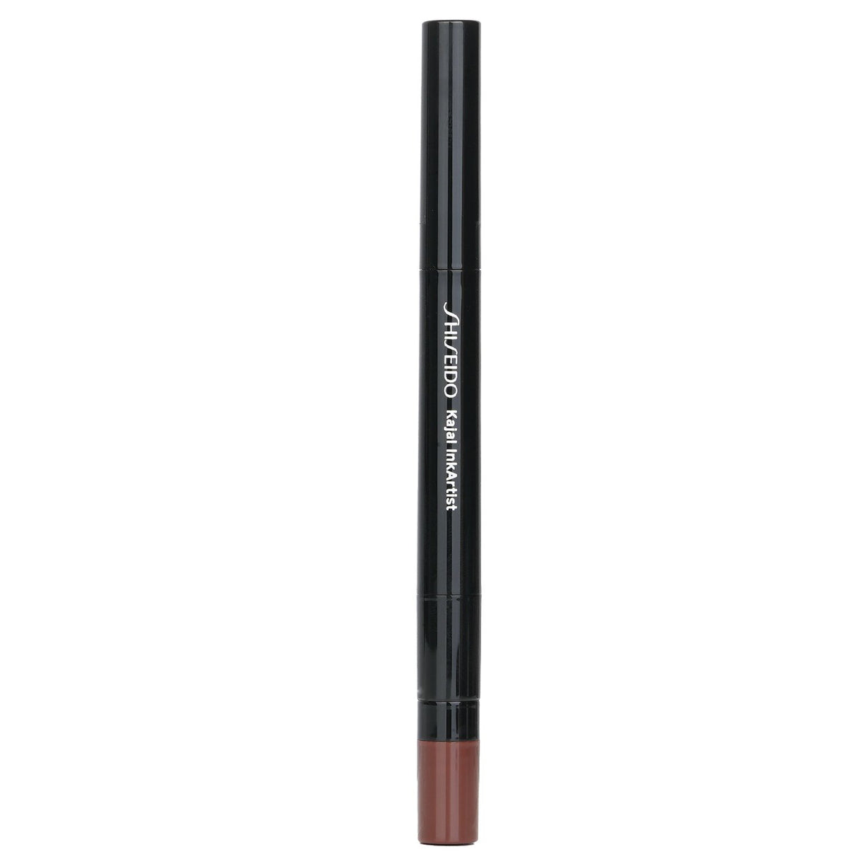 Multi-tasking Shiseido Kajal InkArtist in brown, usable as liner, eyeshadow, or brow color, featuring a waterproof, smudge-proof formula.