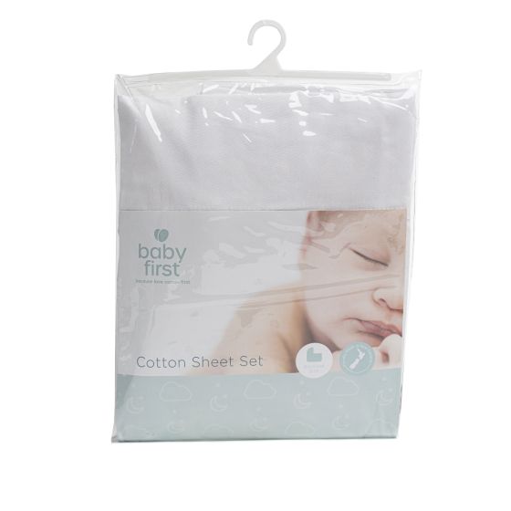 Bassinet Cotton Sheet - White Set - Baby First