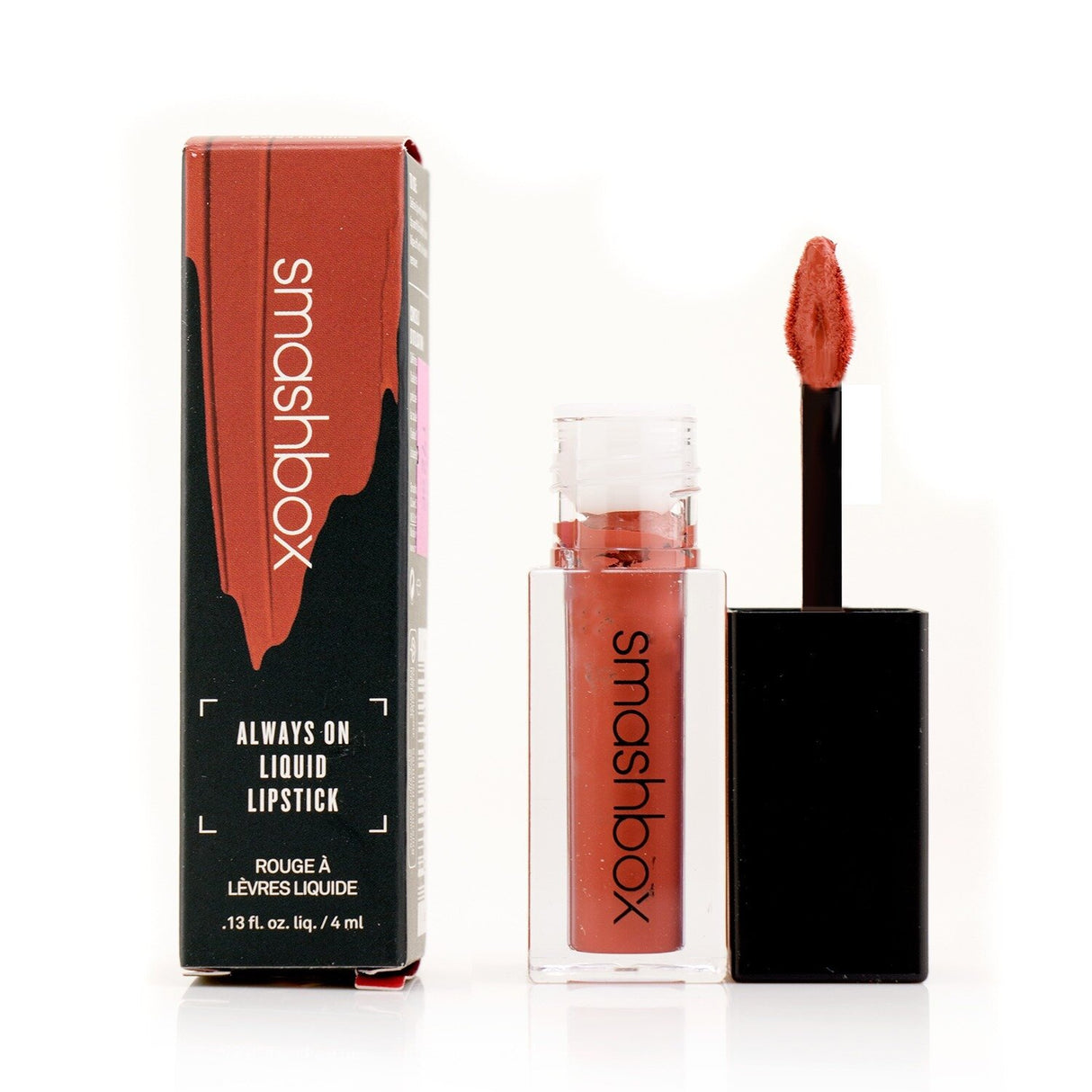 Smashbox Always On Liquid Lipstick in Driver's Seat, a long-lasting, vibrant matte formula with a precision tip applicator.