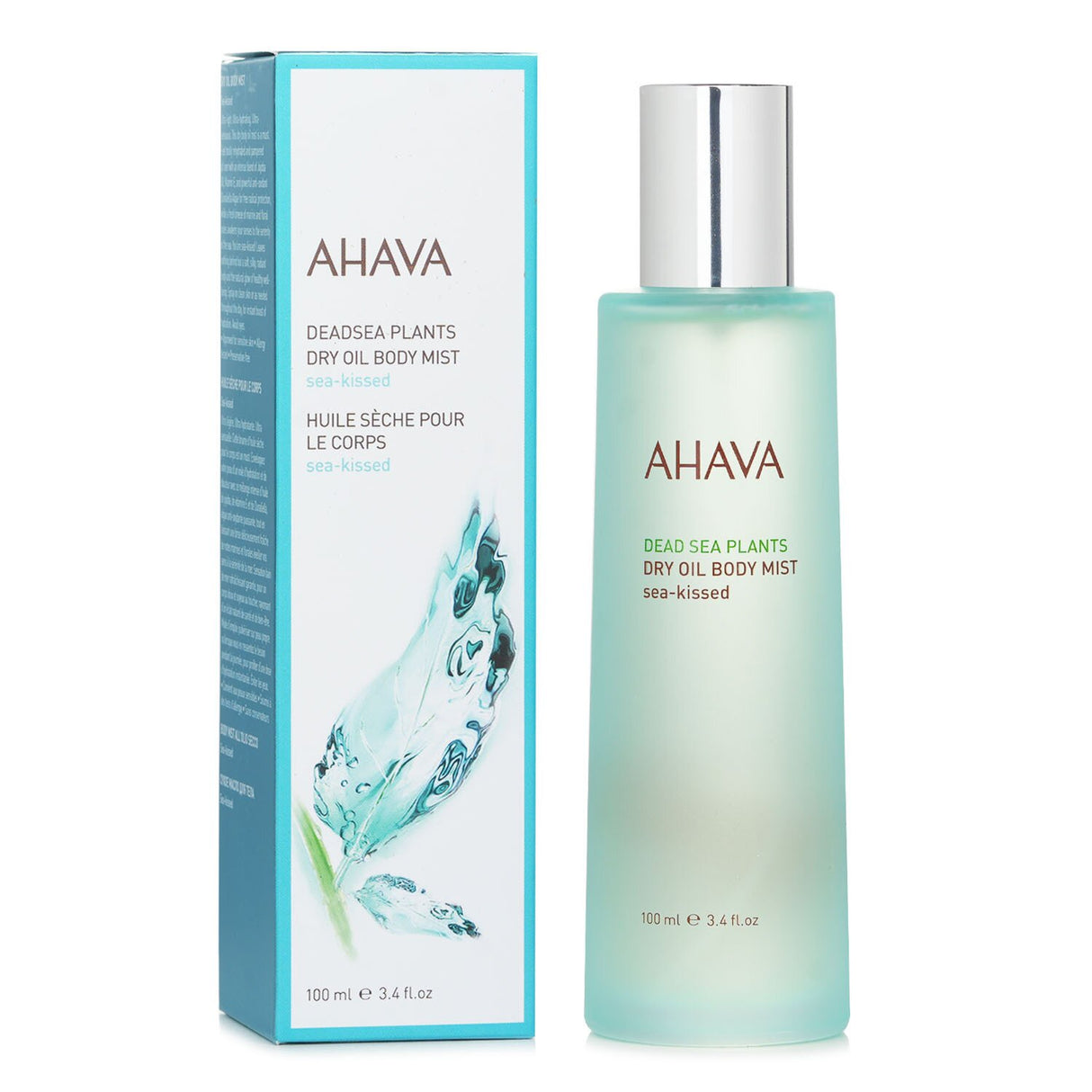 Luxurious Ahava Sea-Kissed Dry Oil Body Mist in a 100ml bottle, offering fast-absorbing hydration and a refreshing scent.