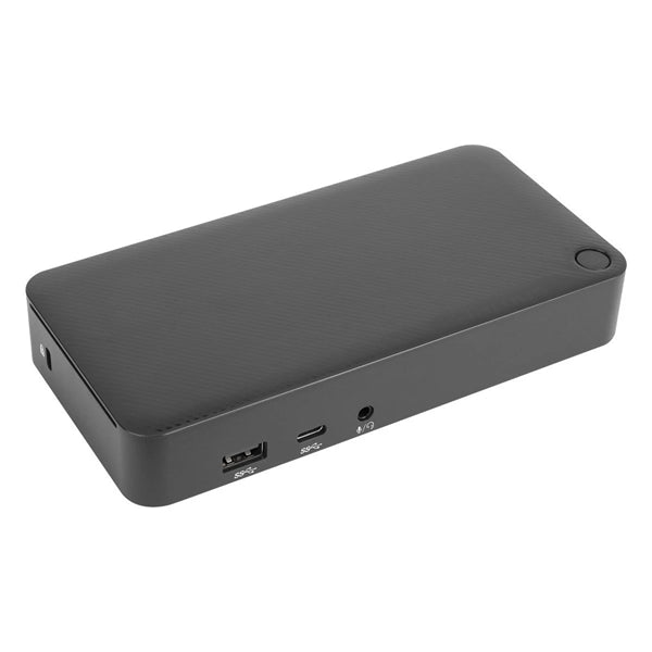 Targus USB docking station with dual HDMI, 65W Power Delivery, and multiple ports for 4K video and seamless connectivity.