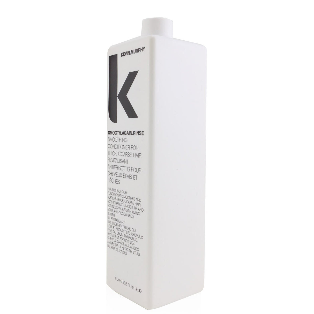 Smoothing conditioner for thick, coarse hair, infused with Cocoa Butter to reduce frizz and split ends, promoting softness and manageability.