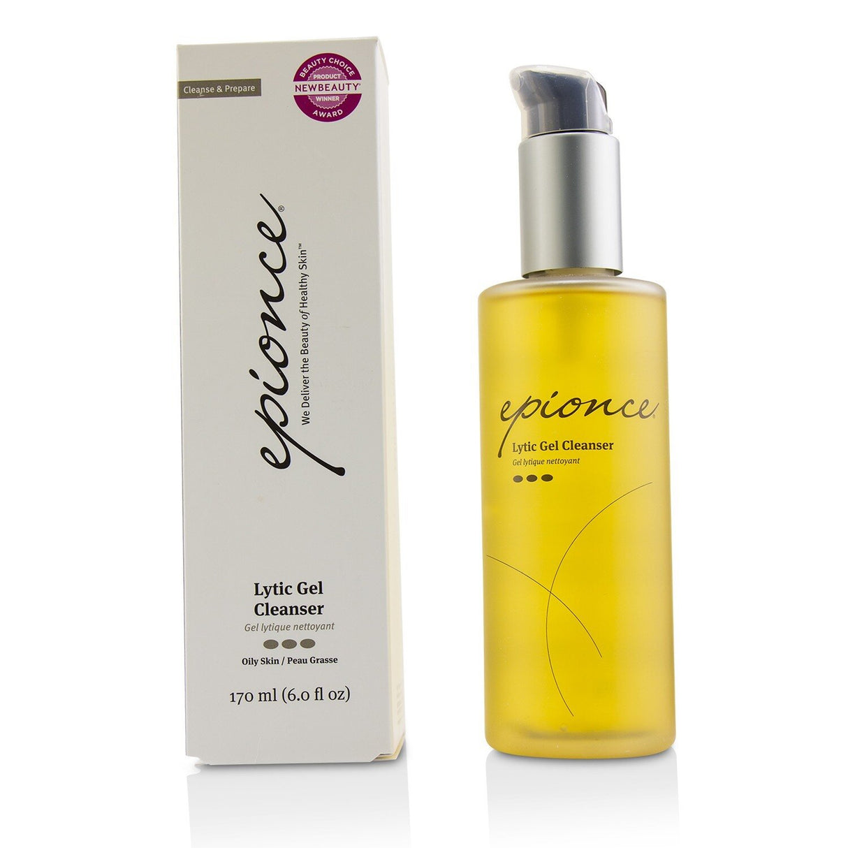 Epionce Lytic Gel Cleanser in a 170ml bottle, ideal for combination to oily skin, effectively removes dirt and makeup.