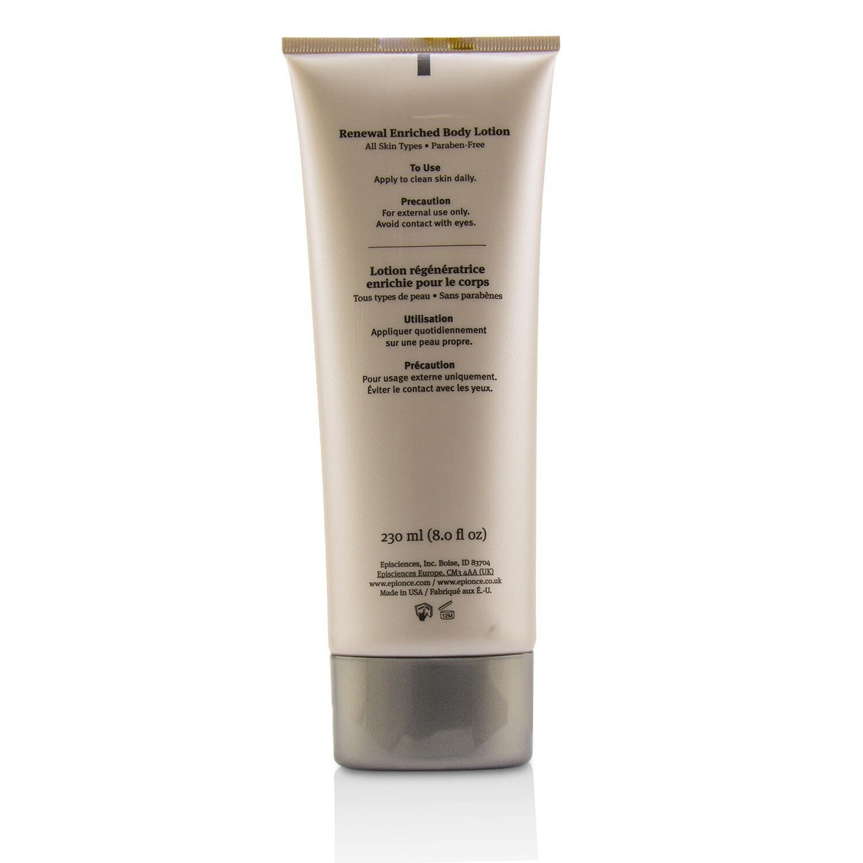 Luxurious Epionce Renewal Enriched Body Lotion for all skin types, enhancing moisture and reducing signs of aging.
