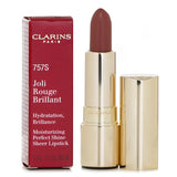 Sheer hydrating lipstick #75 by Clarins, combining vibrant color with nourishing ingredients for a glossy finish.