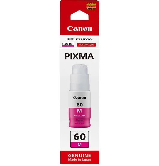 Canon GI60M Magenta ink bottle for Pixma Endurance G7060, delivers high-quality prints and fast-drying, smudge-resistant ink.