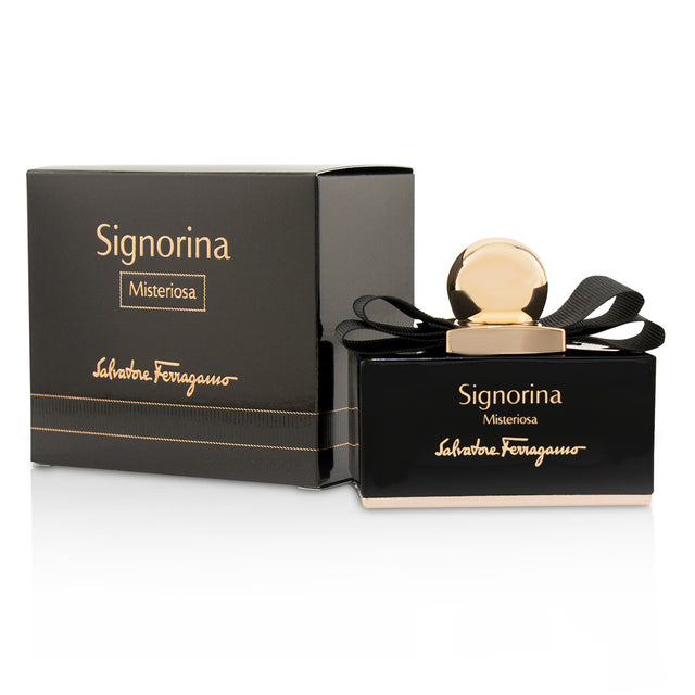 Salvatore Ferragamo Signorina Misteriosa Eau De Parfum, 50ml; a sensual, complex scent with notes of blackberries, orange blossom, and patchouli.