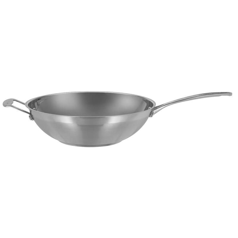 Scanpan Impact Wok 32cm, stainless steel, sturdy handles, ideal for stir-frying, compatible with all hob types.