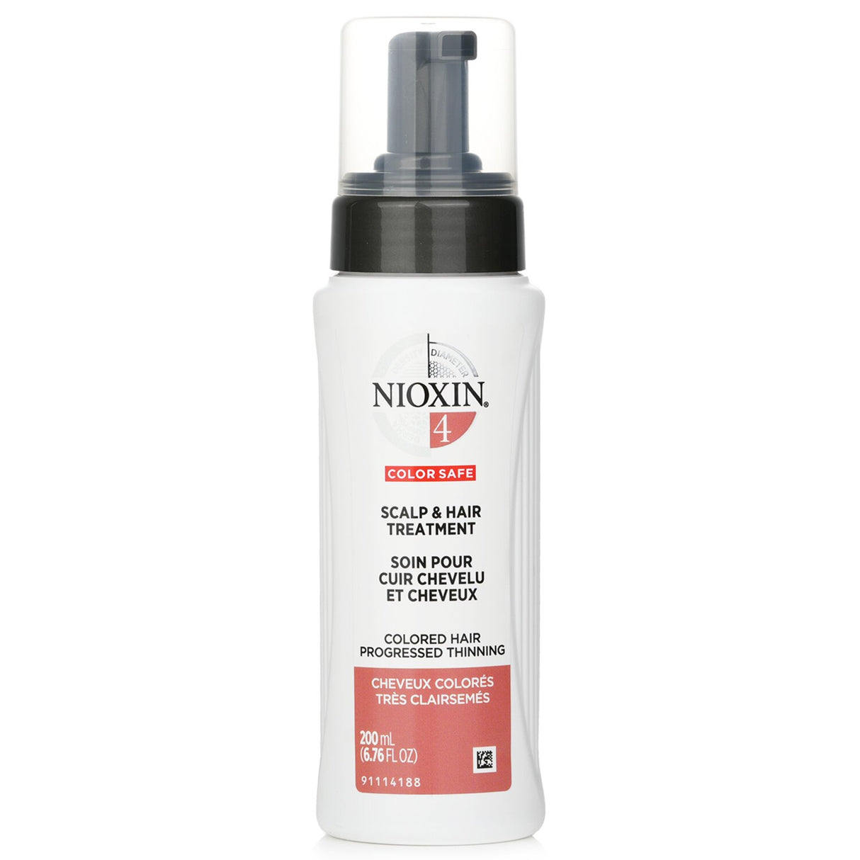 Nioxin Diameter System 4 treatment for colored, thinning hair, enhances resilience and moisture balance for fuller looks.