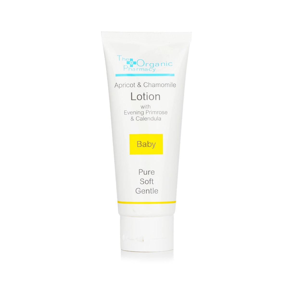 Organic baby lotion with apricot and chamomile, nourishing delicate skin, lightweight and non-sticky, 100ml.