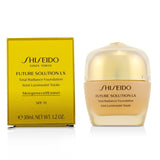 Shiseido Future Solution LX Foundation SPF15 in Golden 3, age-defying, brightening, radiant finish with lasting moisture.