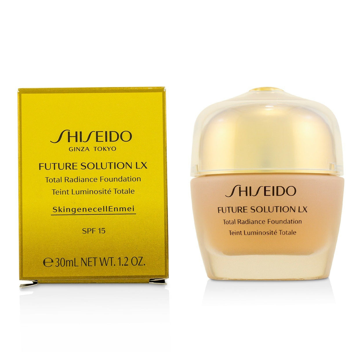 Shiseido Future Solution LX Total Radiance Foundation SPF15 #Neutral 3, offering a luminous finish and age-defying benefits.