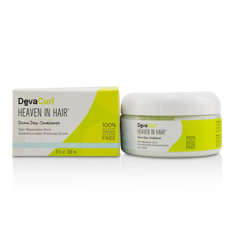 DevaCurl Heaven In Hair Deep Conditioner in 236ml, creamy formula for soft, shiny curls, infused with Cupuaçu and Cacao Butters.