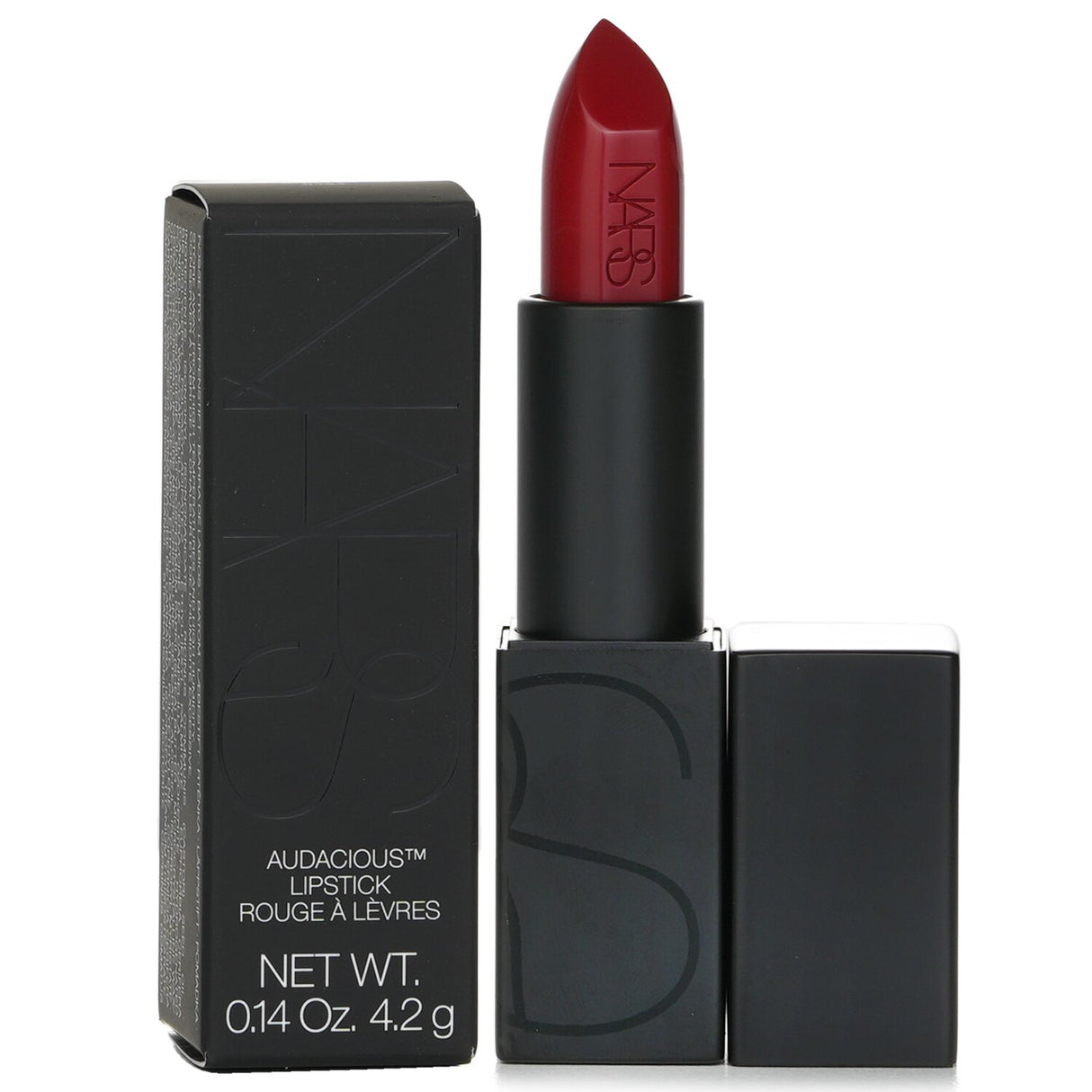 NARS Audacious Lipstick in Shirley, 4.2g, offering high-impact color, silky texture, and nourishing formula for stunning lips.