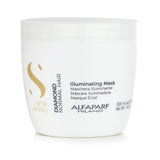 AlfaParf Semi Di Lino Diamond Illuminating Mask in a 500ml jar, designed for shiny, silky, and manageable hair.