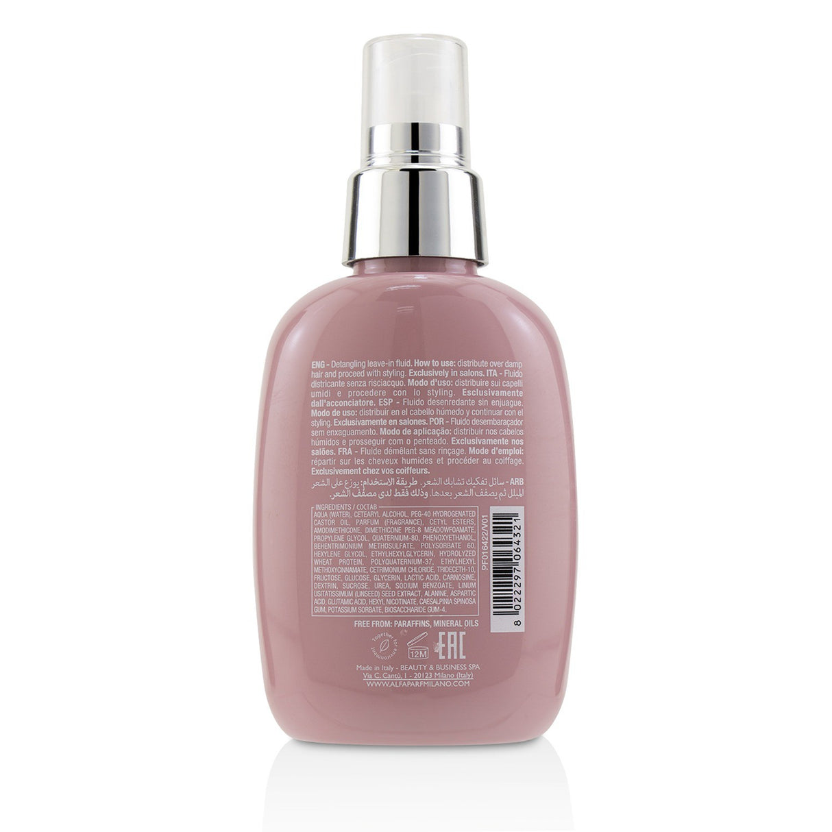 Lightweight leave-in detangling fluid for dry hair, providing hydration, protection, and brilliant shine.