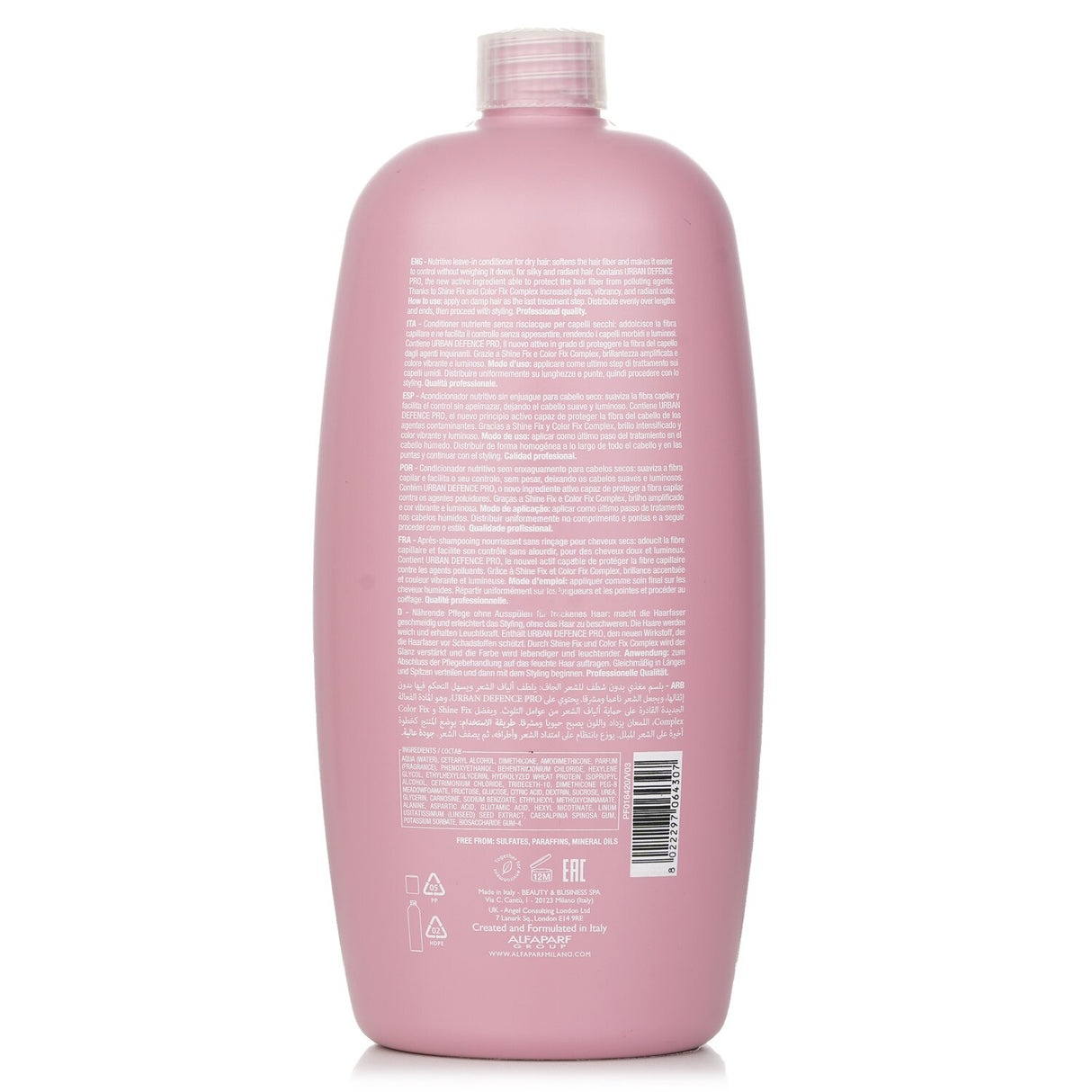 AlfaParf leave-in conditioner for dry hair, offers hydration, color protection, shine, and easy detangling.