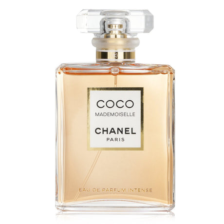 Chanel Coco Mademoiselle Intense perfume in 100ml bottle, featuring citrus, floral, and warm notes for evening elegance.