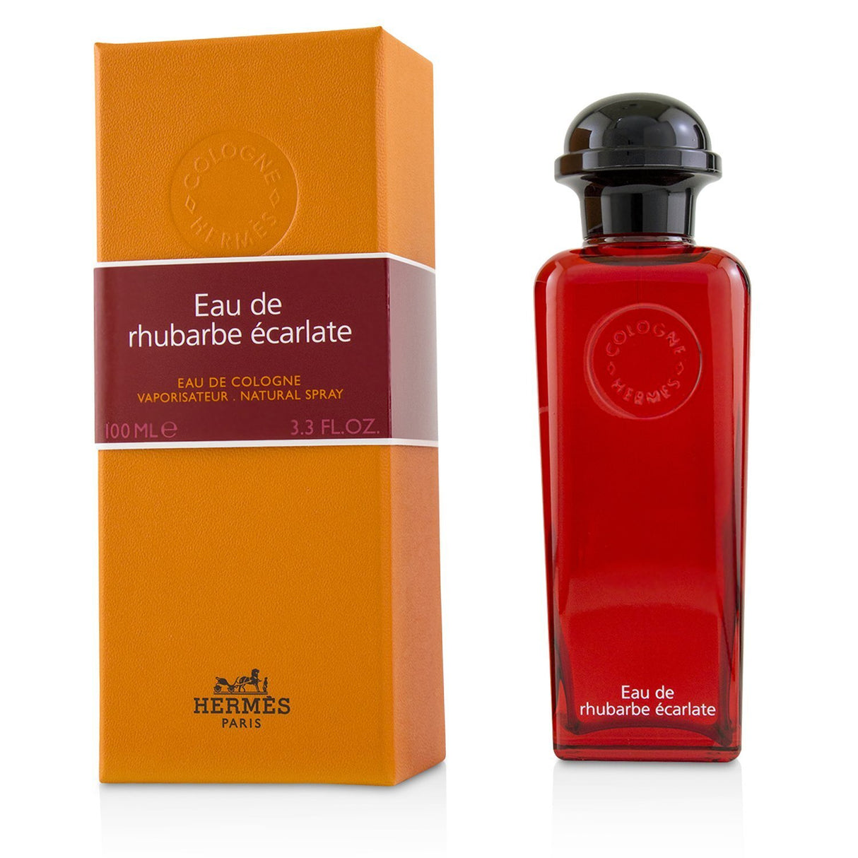 Hermes Eau De Rhubarbe Ecarlate 100ml fragrance with rhubarb, red berries, and white musk for a refreshing unisex scent.