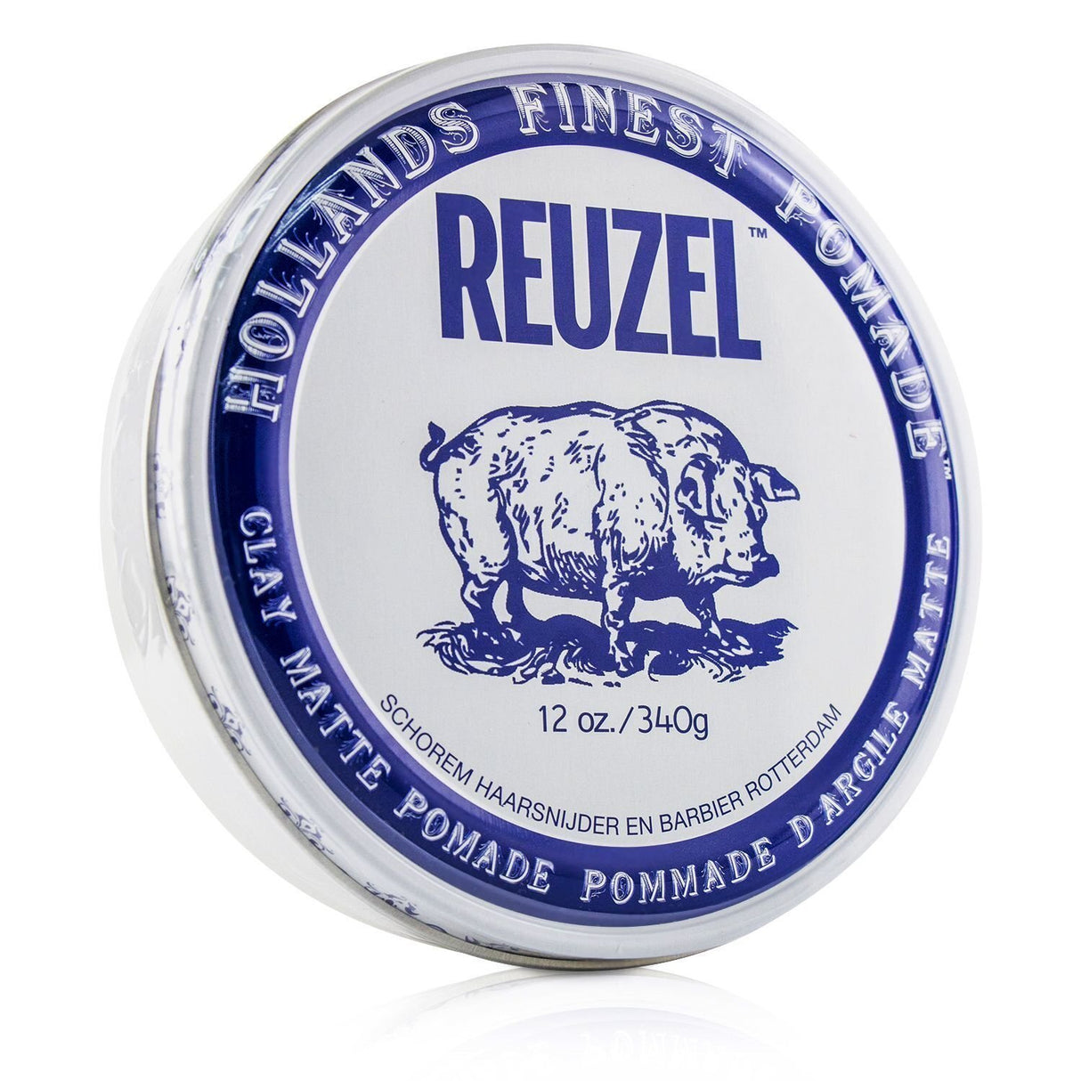 Reuzel Clay Matte Pomade 340g: versatile, sweat-proof styling for shorter hair with a clean matte finish and strong hold.