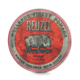 Reuzel Red Pomade 340g, a water-soluble hair product providing medium hold, high sheen, and a subtle vanilla cola scent.