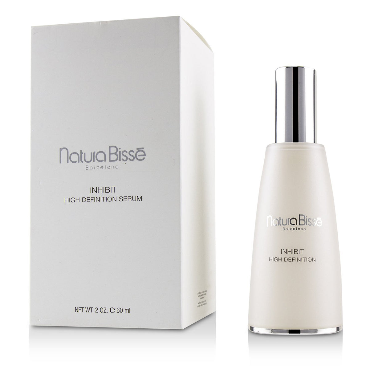 Natura Bisse Inhibit High Definition Serum in a 60ml bottle targeting fine lines, revitalizing skin, and promoting youthful appearance.