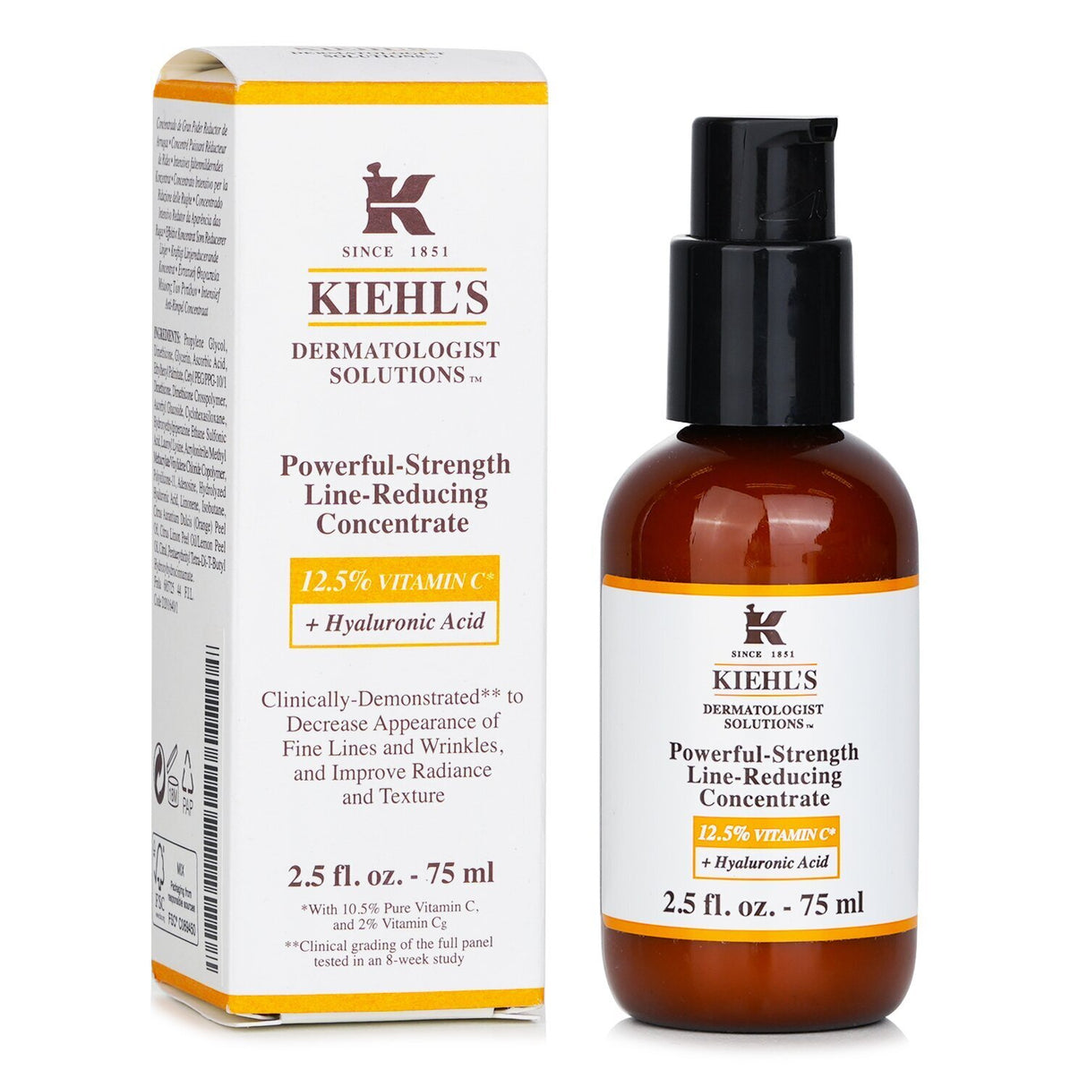 Kiehl's Powerful-Strength Line-Reducing Concentrate with 12.5% Vitamin C and Hyaluronic Acid for youthful, radiant skin.