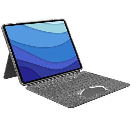 Logitech Combo Touch keyboard case for iPad Pro 11", featuring a trackpad, backlit keys, and Apple Pencil storage.